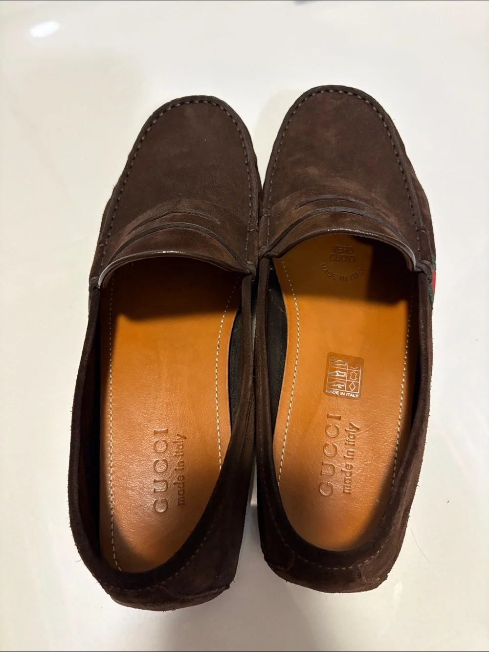 Gucci Brown Suede Penny Loafers for Men